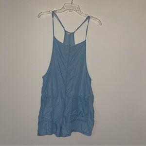 Aerie Sky Blue Adjustable Strap Romper Overall Front Pockets Women’s M